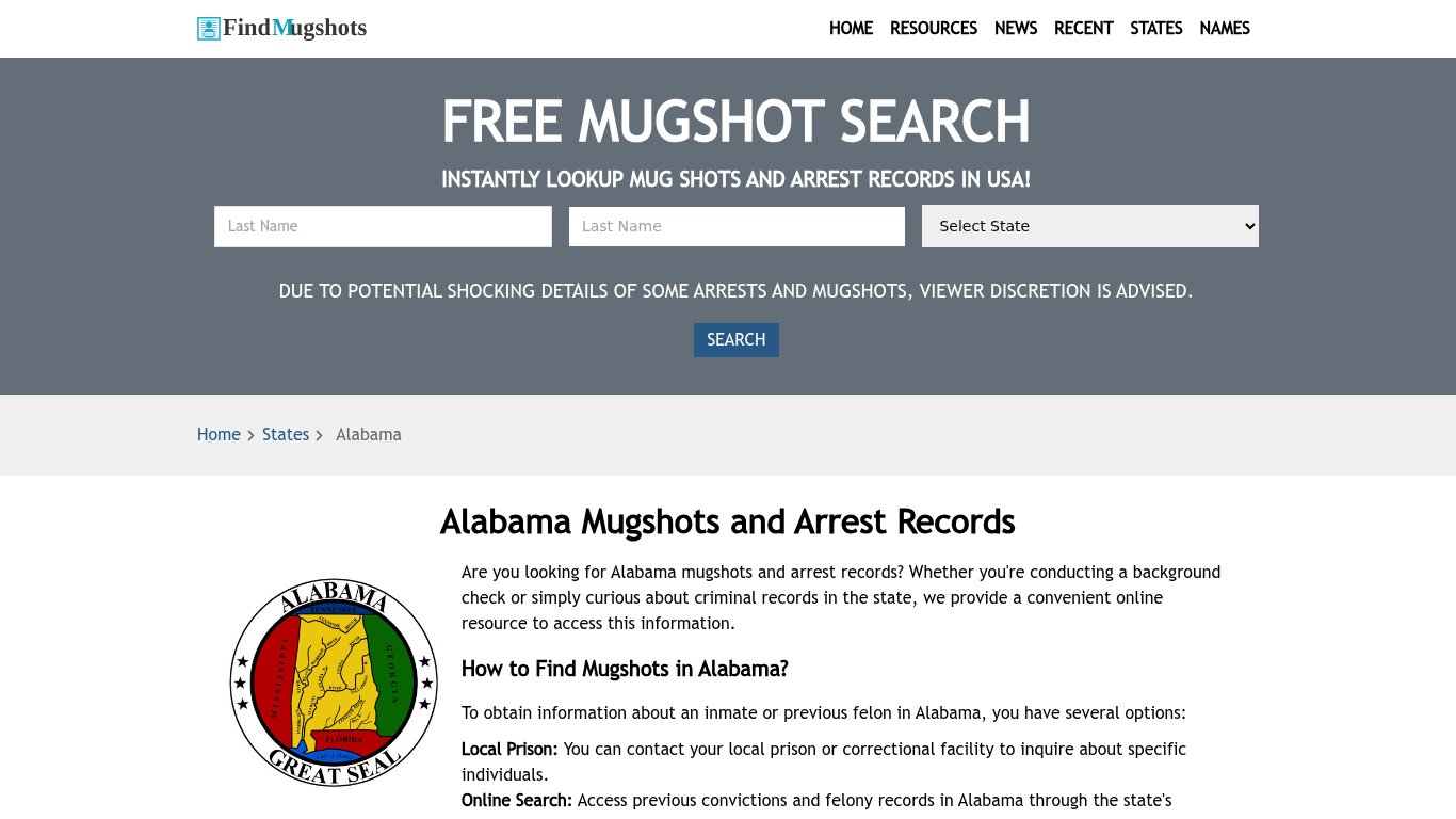 Find Alabama Mugshots - Find Mugshots