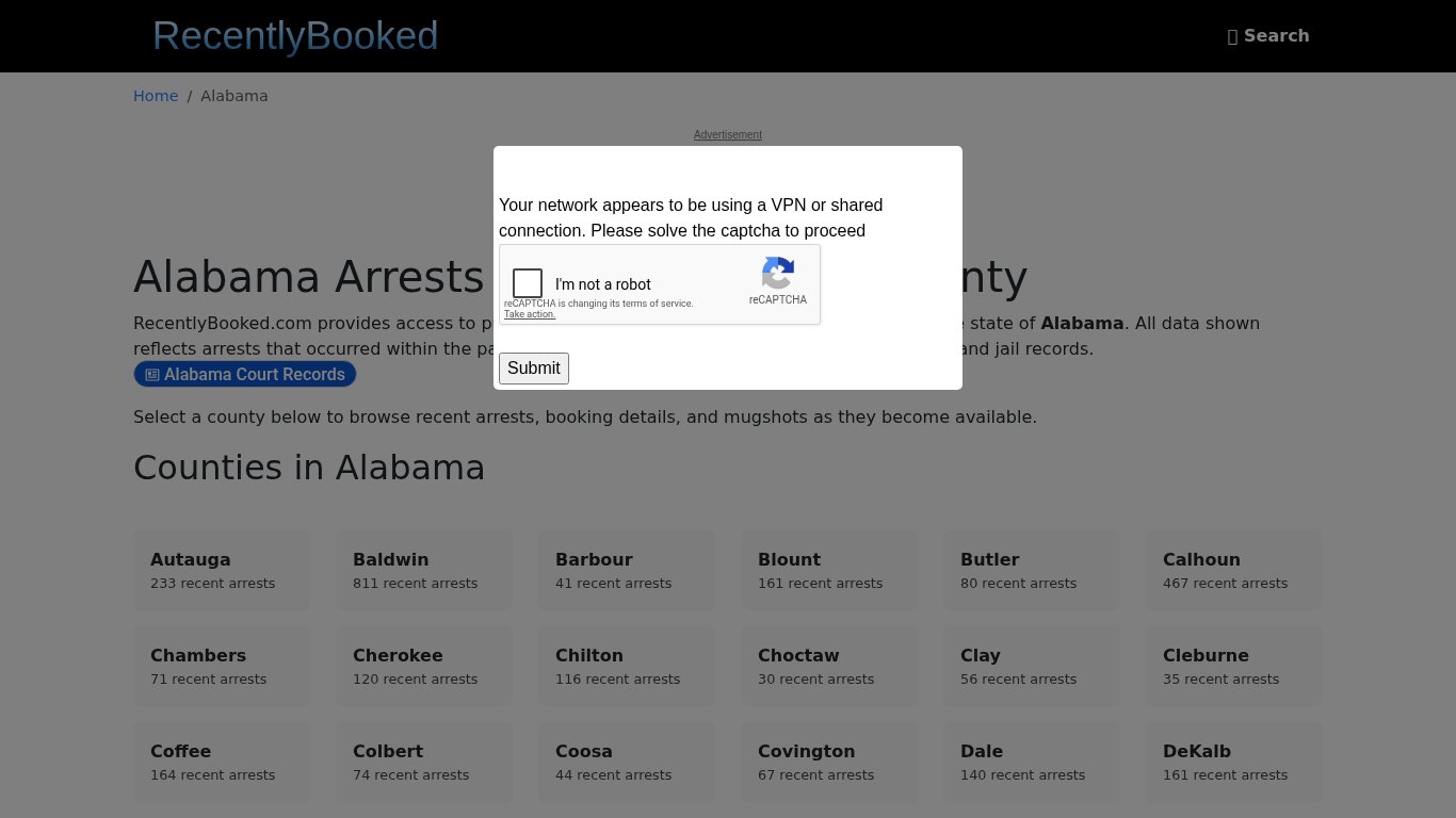 Recent bookings, Arrests, Mugshots in Alabama - Recently Booked